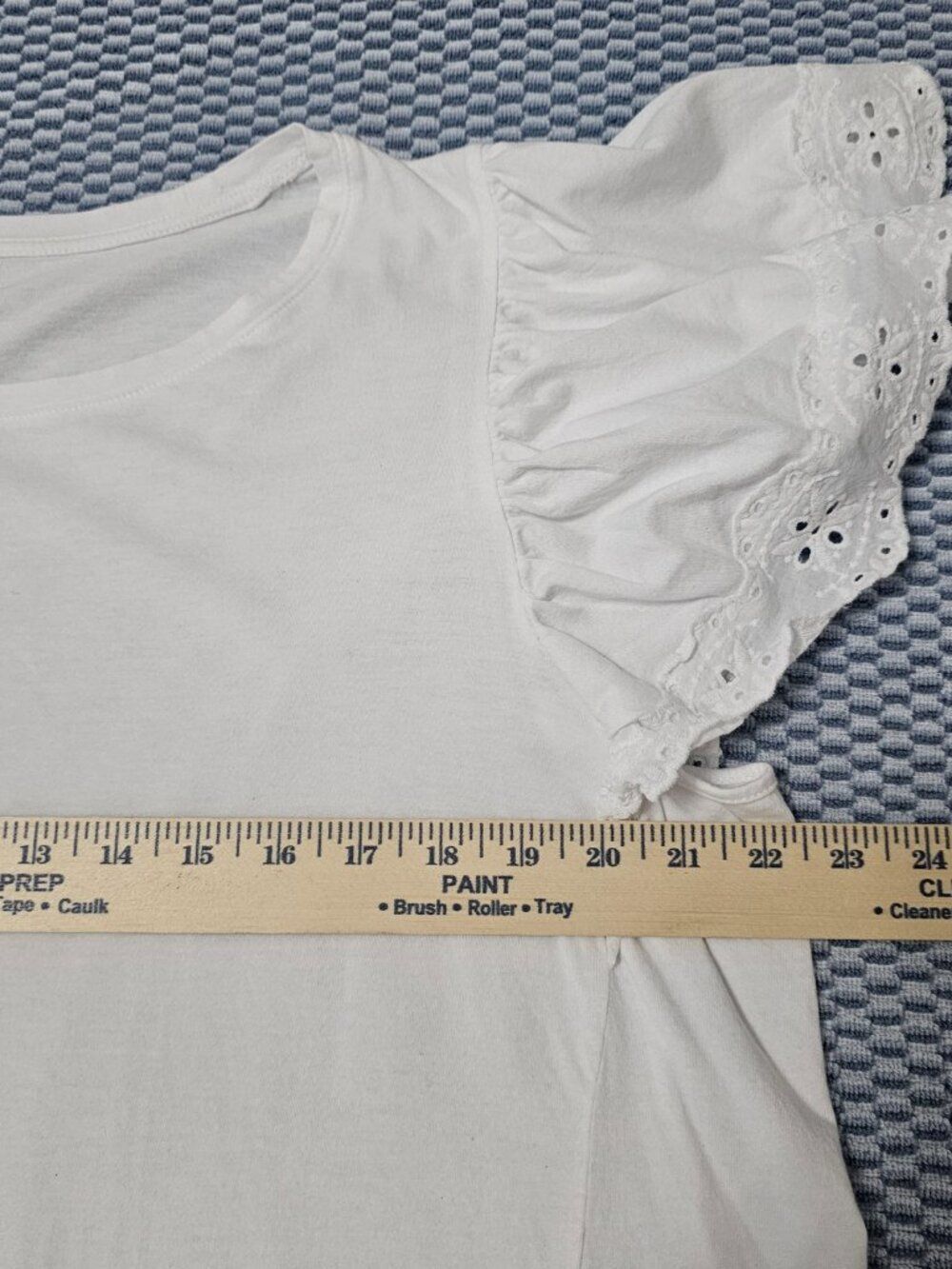 T Tahari White Eyelet Flutter Sleeves Top Cotton Women's - Size 1XL - Picture 6 of 7